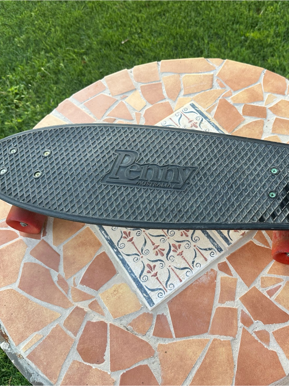 Black Cruiser Skateboard with Red Wheels